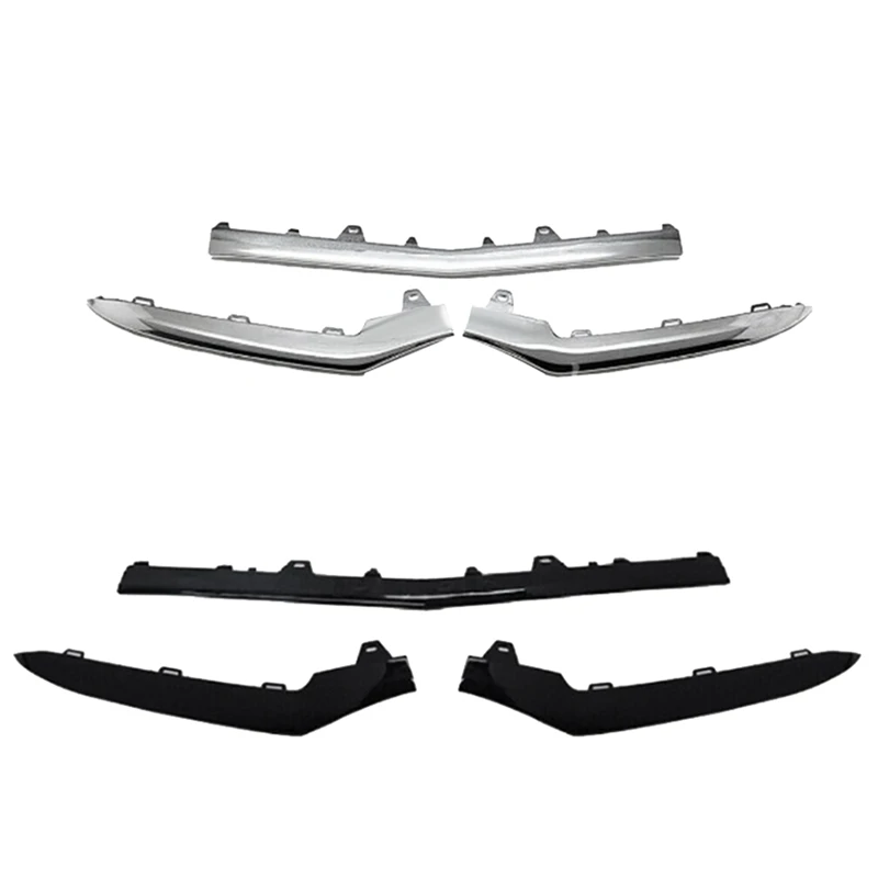 3Pcs Chrome Front Bumper Moulding Lip Trim Strip For Benz E Class W212 14-16 A2128852774 A2128852874 A2128852674