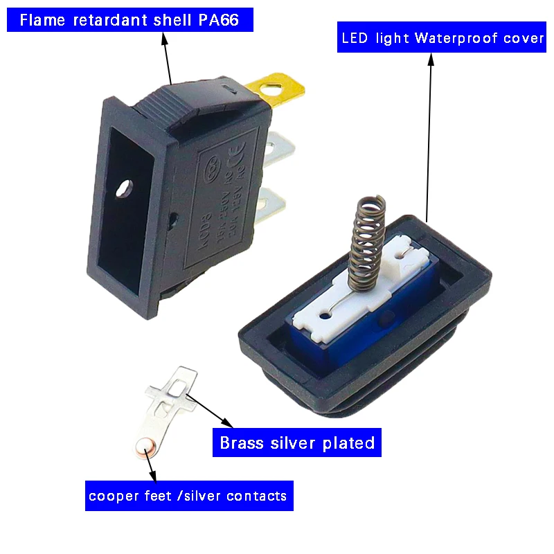 KCD3 Waterproof Rocker Switch ON-OFF/ON-OFF-ON 3Pin,2/3 Position,Electrical Equipment With Lighting Power,15A 250VAC/20A 125VA