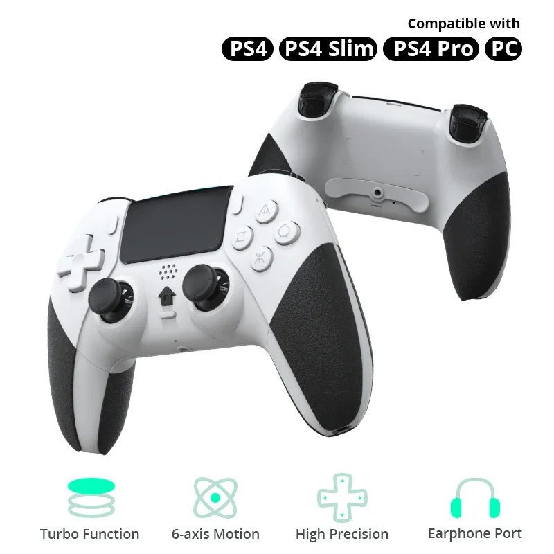 DATA FROG Wireless Gamepad for PS4 / PS4 Pro / PS4 Slim, Dual Vibration Joystick Game Controller for PC Laptop Gaming