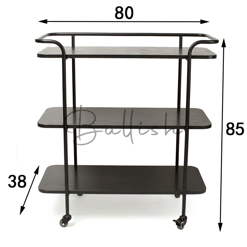Nordic simple three-layer rack household mobile trolley food preparation cabinet wine rack dining car