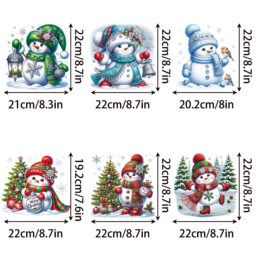 Рождественская Милая наклейка с изображением снеговика и снежинки, теплопередающая наклейка «сделай сам», стирающаяся наклейка для горячей раскраски, ручная глажка