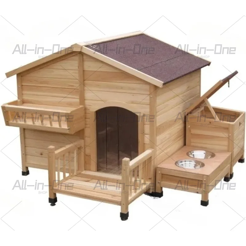 2025 New Solid Wood Family Pet House, Indoor Outdoor Animal Nest for Dogs Cats, Durable Wooden Shelter for Garden Patio
