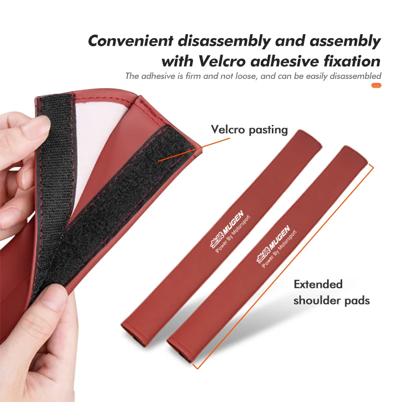 For Honda Car Seat Belt Pad Shoulder Mat Leather Safety Belt Protector Pads Mugen Power Typer Civic Accord CRV view 2