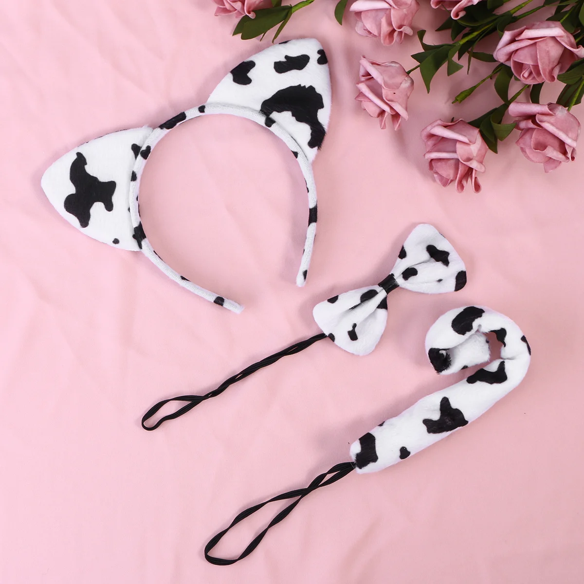 3Pcs Kids Cat Ears Headband Bow Ties Tail Set Party Cosplay Costume (Black) cat cosplay cat cosplay set