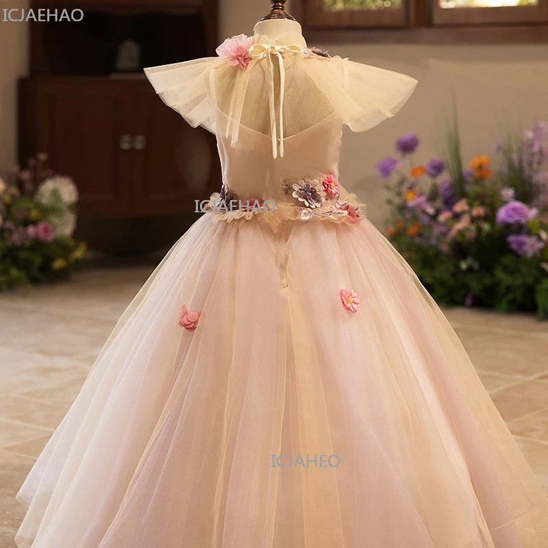2026 New Kids Gown Princess Dress Puffy Tulle Birthday Host Evening Gown Piano Runway Performance Girls Formal Clothes Dresses