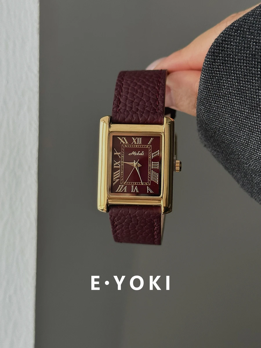 

2025 New Ankora Red Women's Light Luxury Roman Retro Square Watch Women High-end Luxury Women's Watch New Women's Watch