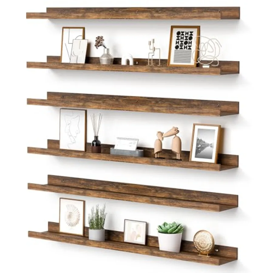 

Floating Shelves for Wall, 35.5 Inch Shelves for Decor Storage Set of 6, Wall Mounted Wood Shelf for Bedroom, Living Room, Bath