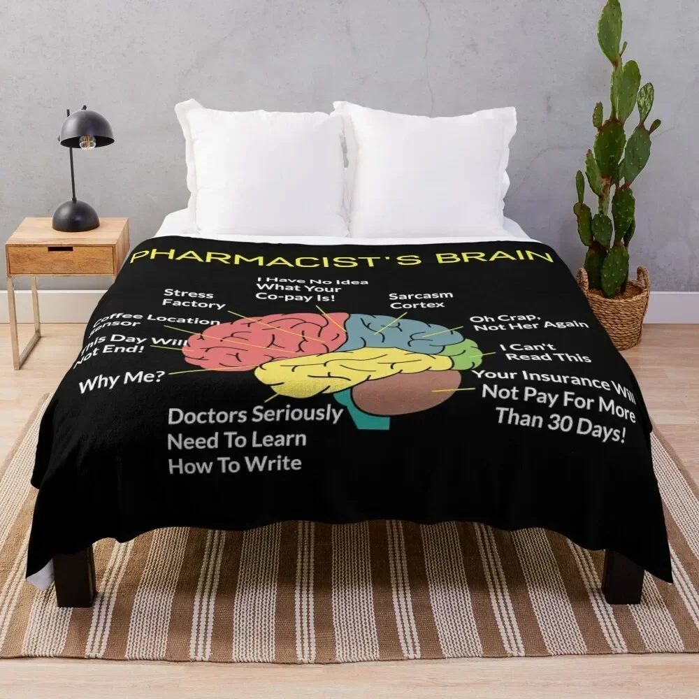 

Pharmacist's Brain Funny Pharmacist Pharmacy Tech T-Shirt Throw Blanket Soft Breathable Blanket for Night Sleeping