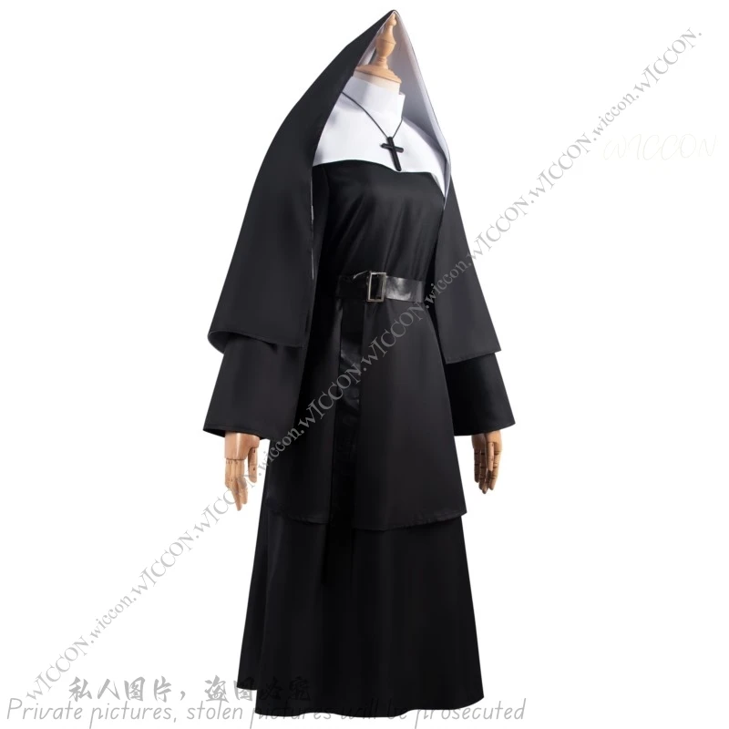 Ghost Nun Halloween Costume Horror Movie Cosplay Mask Woman Disguise Bloody Mouth Scream Horror Halloween Party Ghost Nun Dress