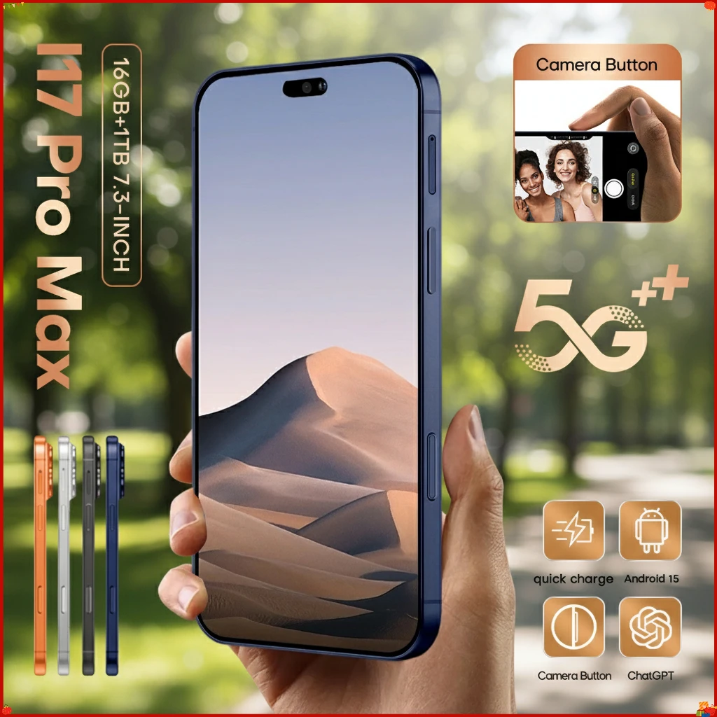 Nouveau Smartphone 5G AI pour 17 Pro Max 7.3HD 22G+2TB Téléphones Mobiles Android Double SIM 7800mAh Téléphone Portable Débloqué Version Globale