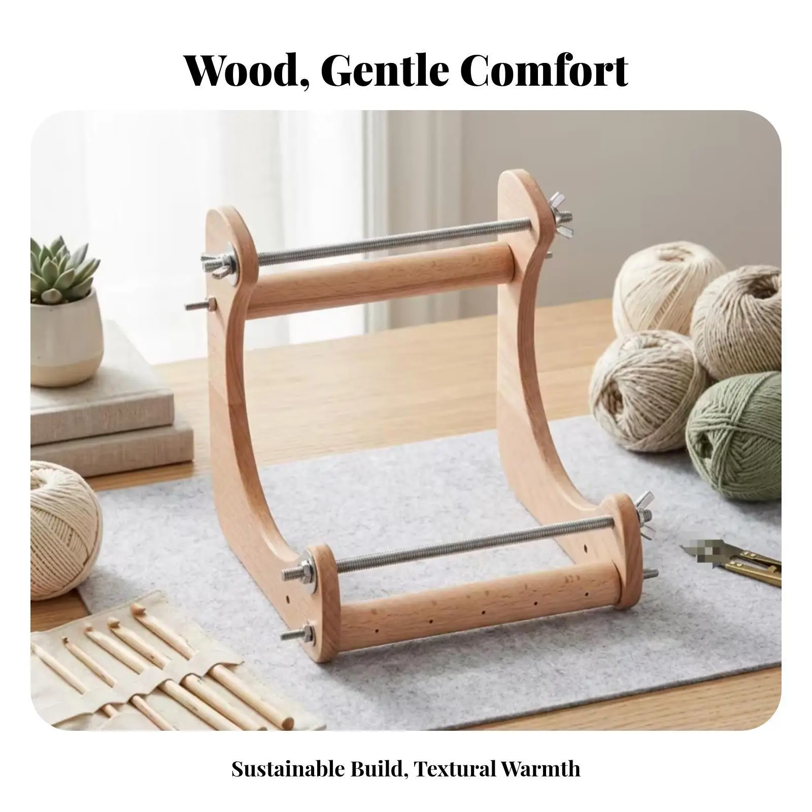Jewelry Loom Metal Threaded Rods Wooden Bead Loom Frame