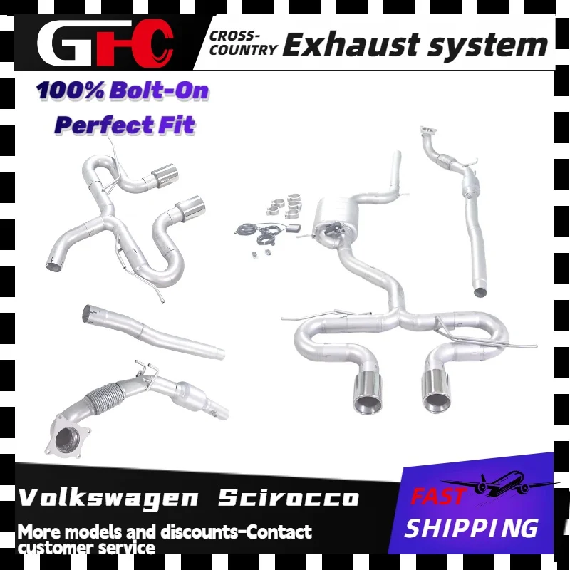 

High-Performance Catback Exhaust System for Volkswagen Scirocco 2009-2016 SUS304 Muffler with Dual Tips Automotive Tuning Kit