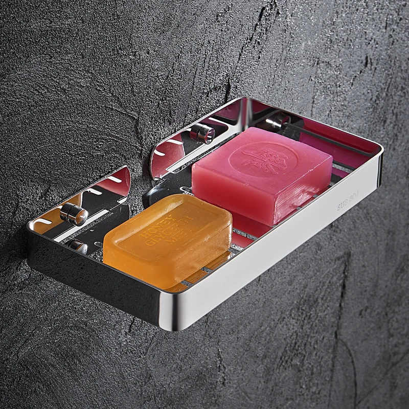 

Chrome Soap Dish Holder Transparent Frosted Cup Holder Wall Mount Bathroom Stainless Steel Accessories