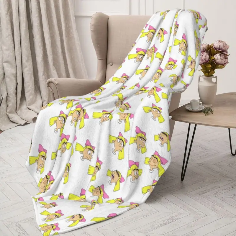 Custom Helga Pataki Cartoon Animated Blanket Soft Fleece Autumn Warm Flannel Hey Arnold Throw Blankets Sofa Office Bedroom Quilt