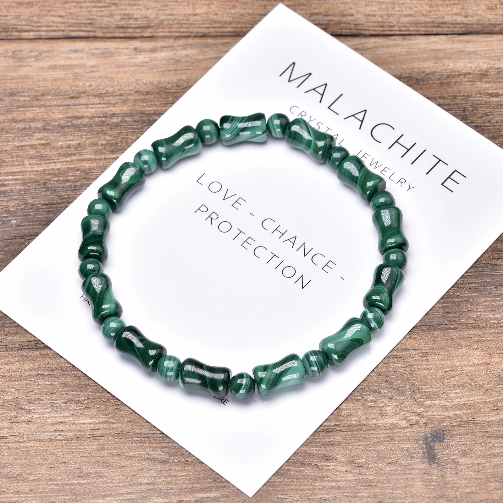 Meditation Natural Green Malachite Bracelet Bamboo Joint Shape Yoga Mala Healing Beads Stretch Bracelets for Women 6*9MM