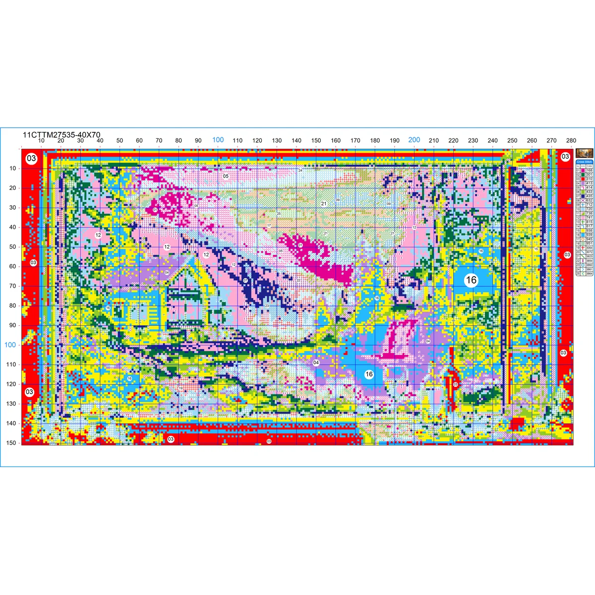 1 Stück 40x70cm/15,7x27,5 Zoll, 11Ct/14Ct Kreuzstich-Set, DIY Valentinstagsgeschenk, Stickerei-Set für Festivals, Tiermotiv – Detail 3