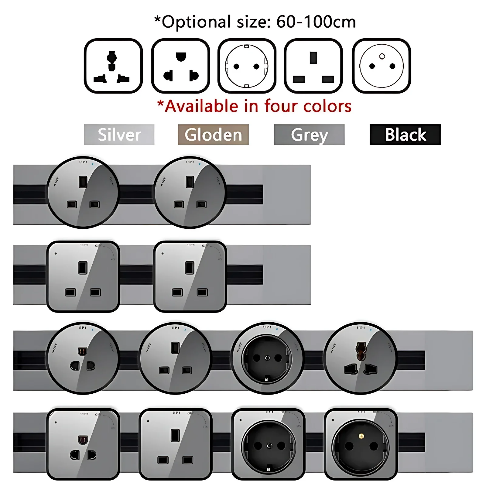 

Power Track Socket Home Appliances Electric Plug Adapter 40cm 60cm 100cm High Quality Outlet UK US AU EU Standard Wall Sockets