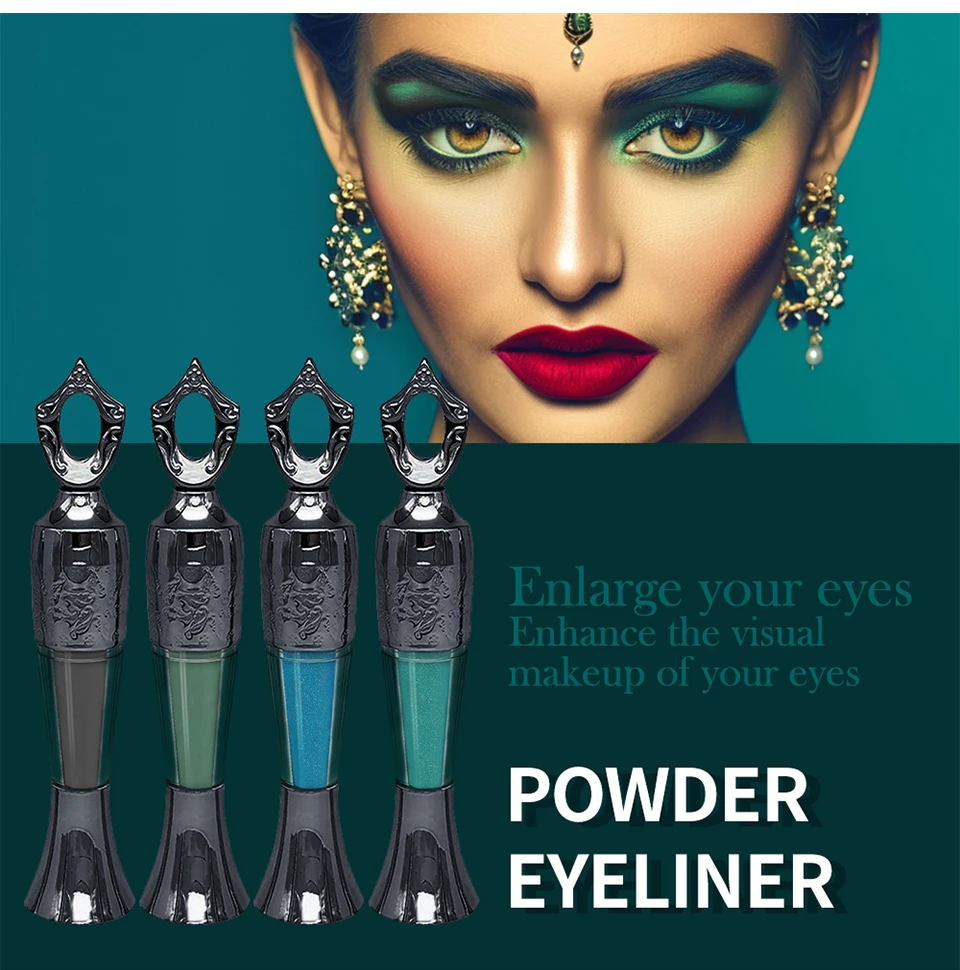 Powder Eyeliner 100% Natural Powder Long-Lasting Eyeliner Arabic Liner (Black/Green) Eyeliner For Middle Eastern Africa Women