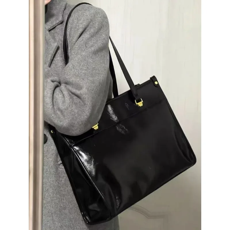 GAINNY-bolsos de mano negros de gran capacidad para mujer, bolso cruzado de oficina de moda coreana, Color sólido, bolso de viaje estético, 2024