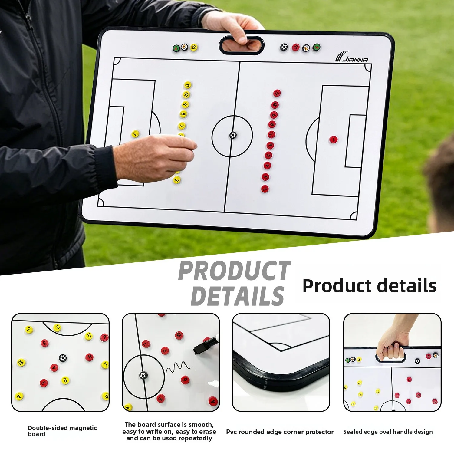 Double Sided Por Magnetic Football Coach Board Erasle Wri PVC Tactical Board for Training Anasis
