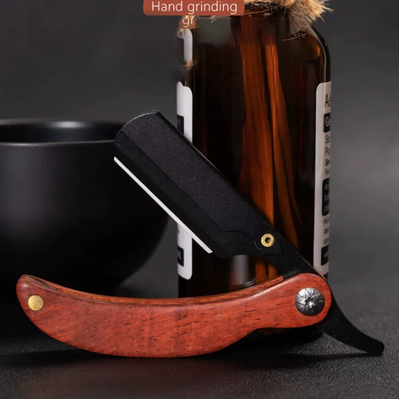 Blades Shaving Razor MiNi Men's Razor Redwood Handle Barber Hair Cut Razor Portable Change Blade Type Shaving Knife Portable