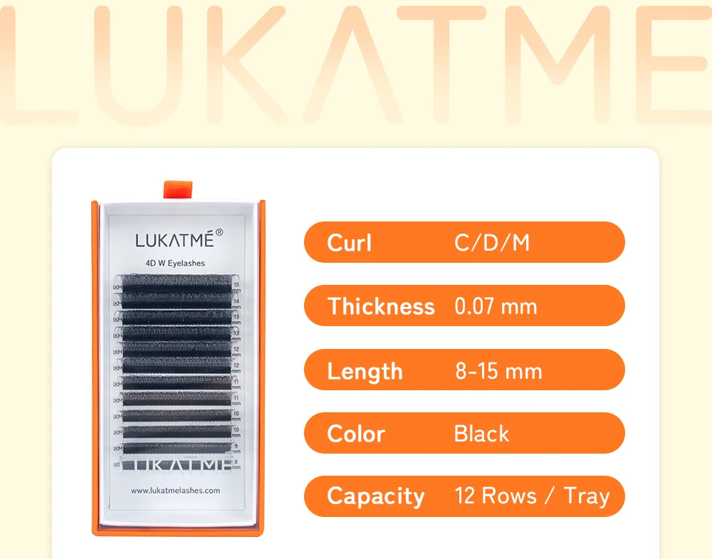 LUKATME 4D W-Form Wimpernverlängerungen, vorgefertigte Fächer, Bloom Wimpernbüschel C/D/M/L/CC Curl, Easy Fan Wimpern 7-15mm für den Salon – Detail 2