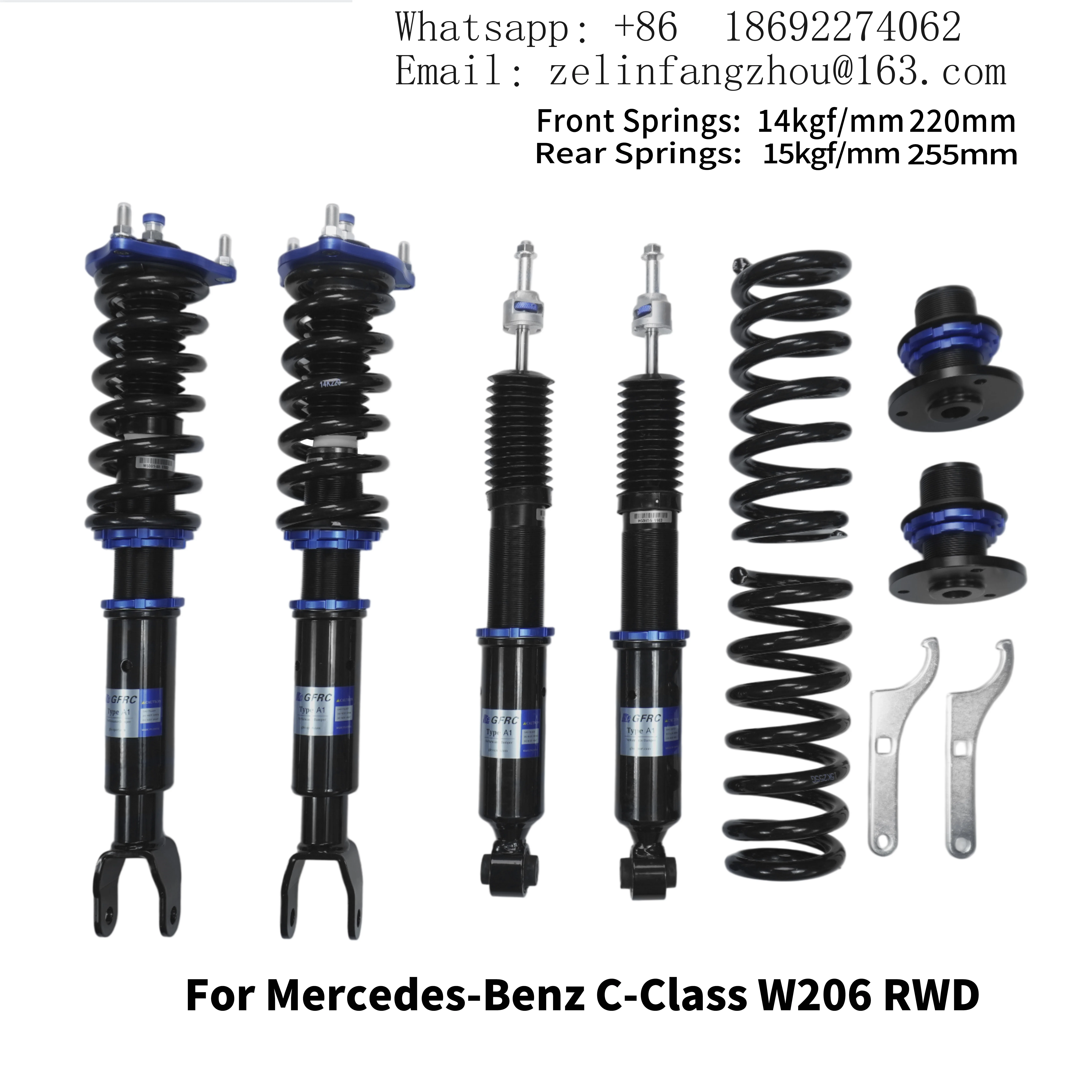 Monotube Coilover Suspension Kit for Mercedes C-Class W206 2022-2025 Height Damping Adjustable Shocks Heavy Duty Set