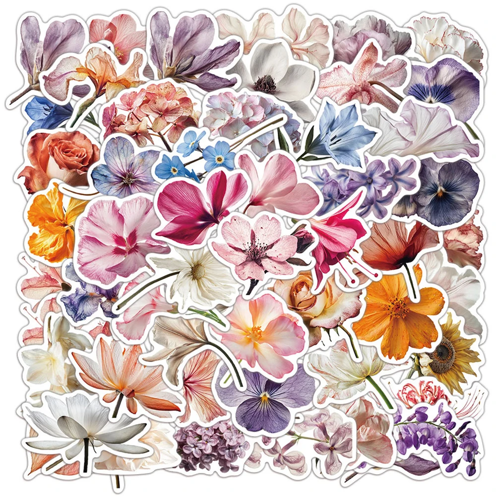 

10/30/50pcs Beautiful Blooming Flowers Stickers Aesthetic Graffiti Decals Decoration Scrapbook Phone Suitcase Sticker Wholesale
