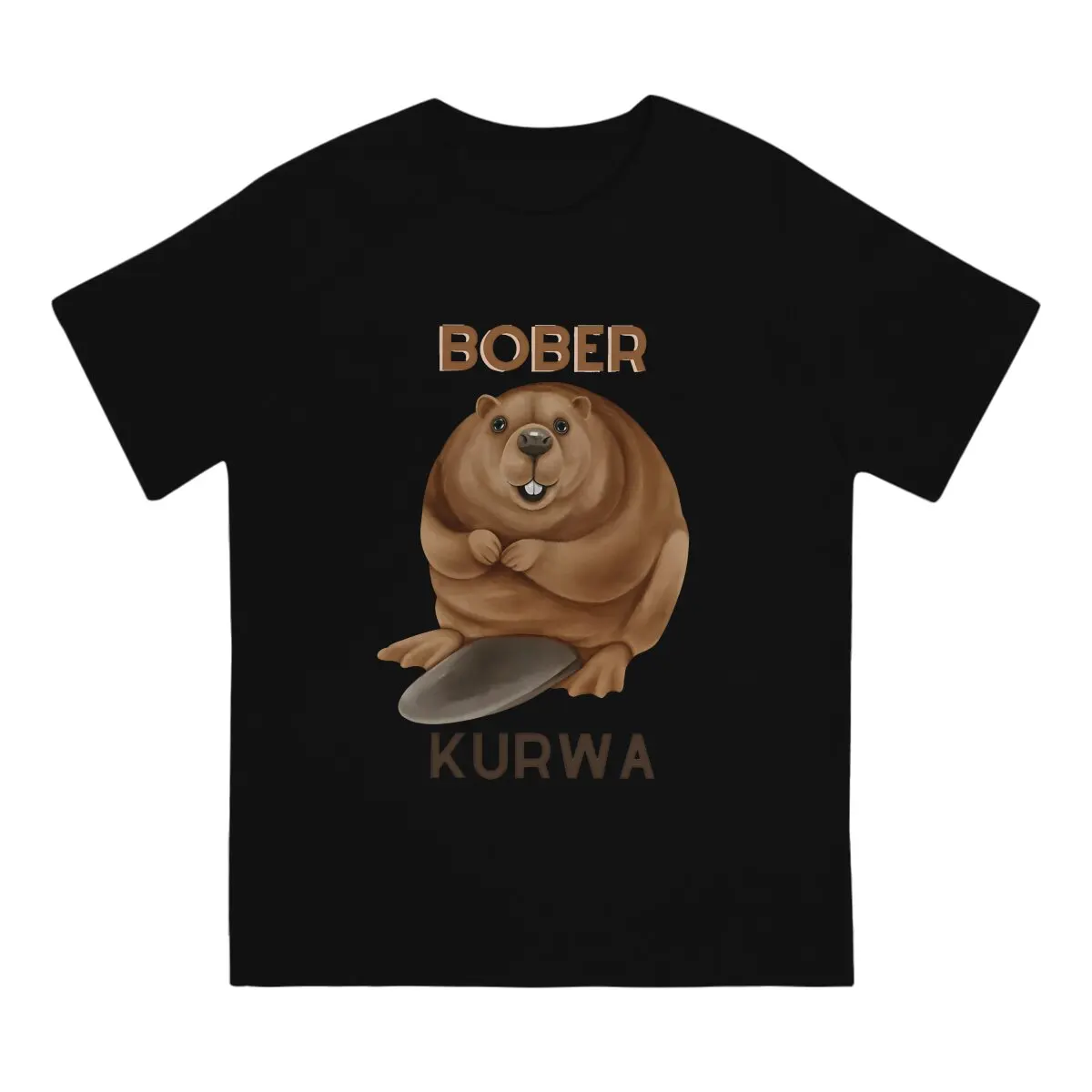 Laughing Beaver Watercolor T Shirts Men 100% Cotton Novelty T-Shirt Round Collar Kurwa Bobr Bober Tee Shirt Short Sleeve Tops