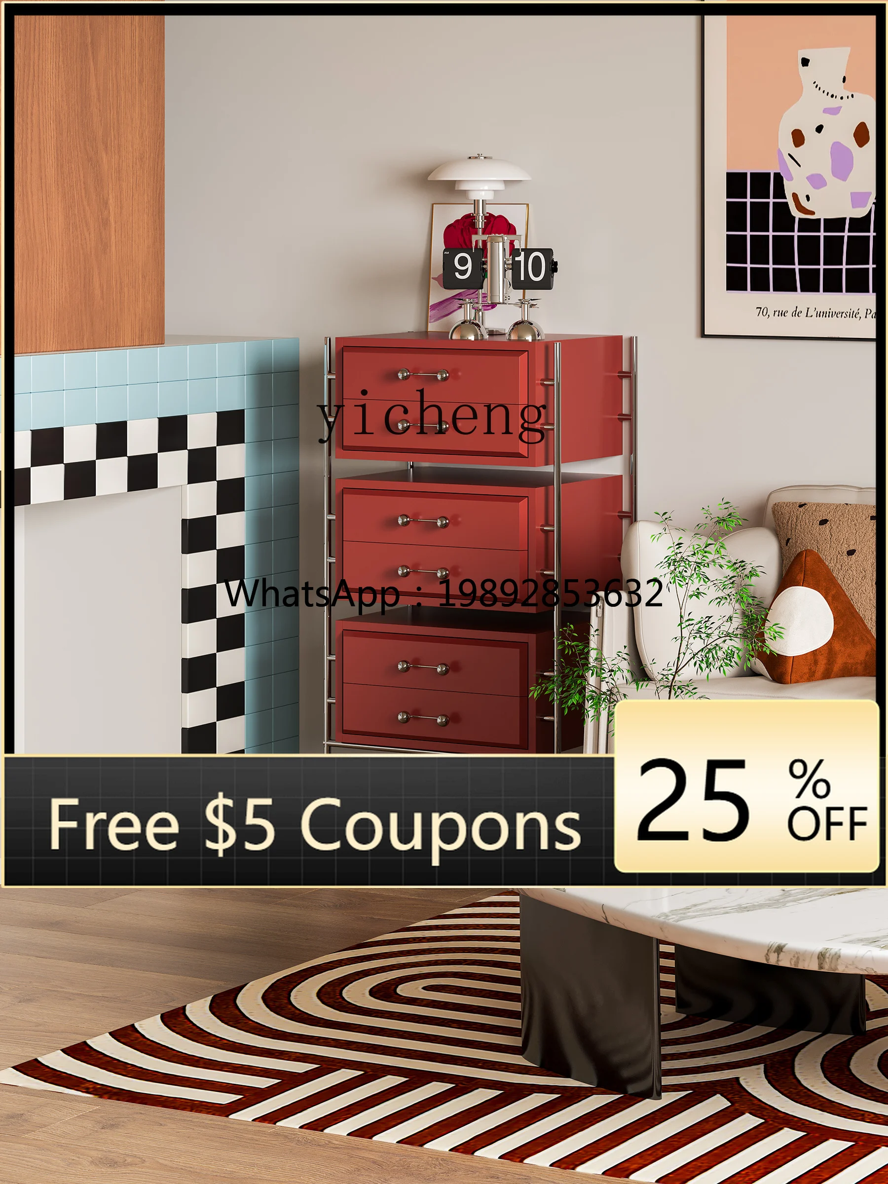 

AA simple metal exquisite wall side cabinet storage metal cabinet modern solid wood cabinet