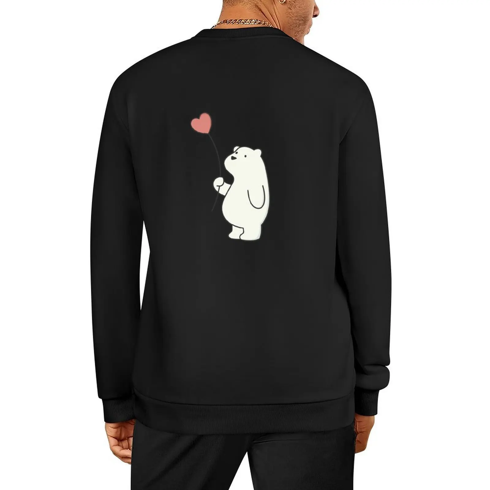 

Kawaii Cute Polar Bear With Heart Pullover men's coat anime clothes mens clothing autumn new products new in sweatshirts