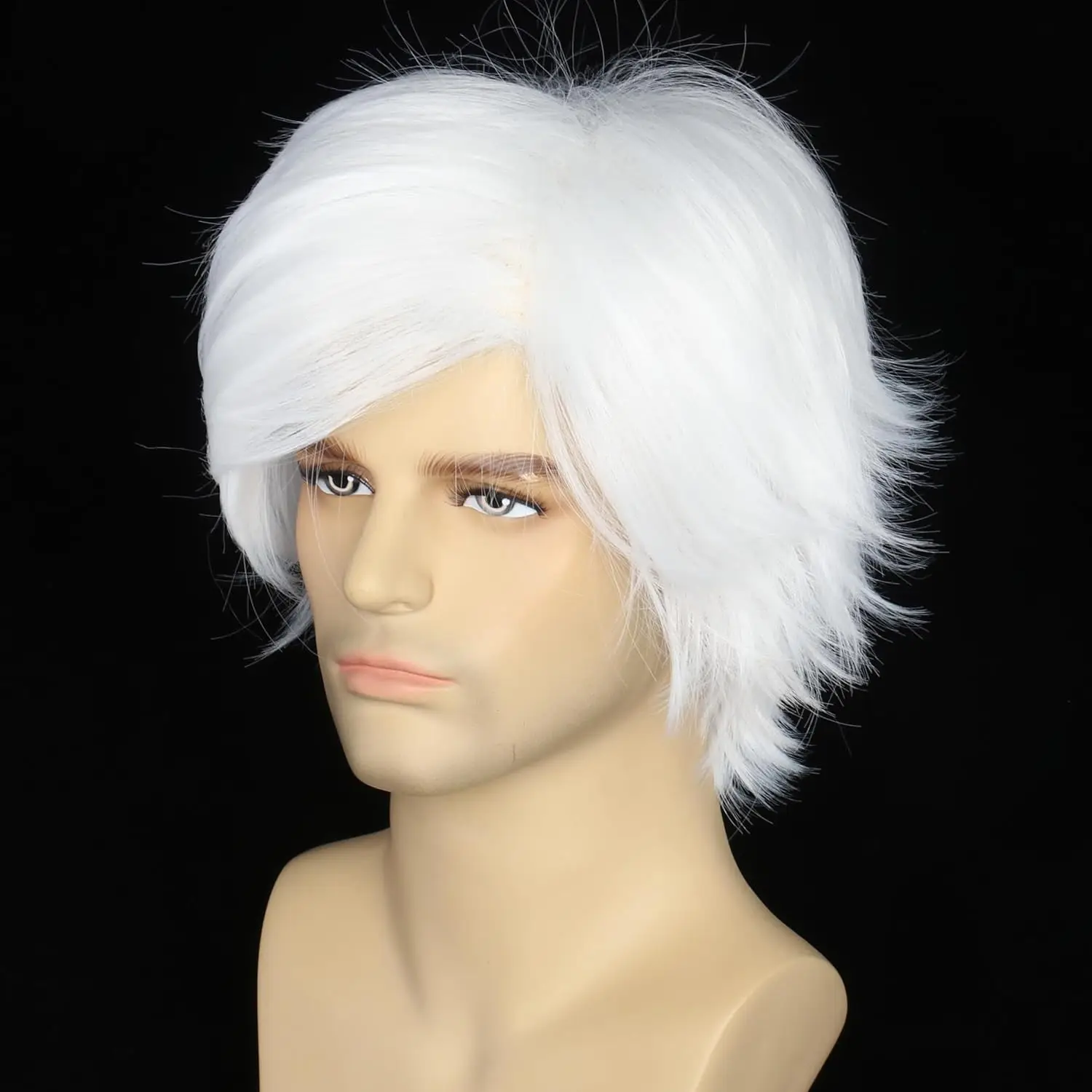 วิกผมคอสเพลย์อนิเมะ ผมยาว ผมสั้น ผมสังเคราะห์ สำหรับฮาโลวีน วิกผมสั้นตรงสีขาว สำหรับคอสเพลย์ฮาโลวีน ผู้ชาย ผู้หญิง