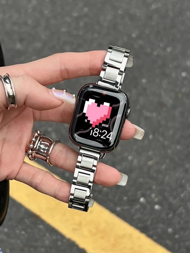 سوار فاخر من الفولاذ المقاوم للصدأ لساعة iWatch ، سوار معدني لساعة Apple ، 38 ، 40 ، 42 ، 45 ، 44 ، 49 ، 49 ، 4 ، 9 ، 8 ، 7 ، 6 ، 5 ، 4 ، SE ، 3