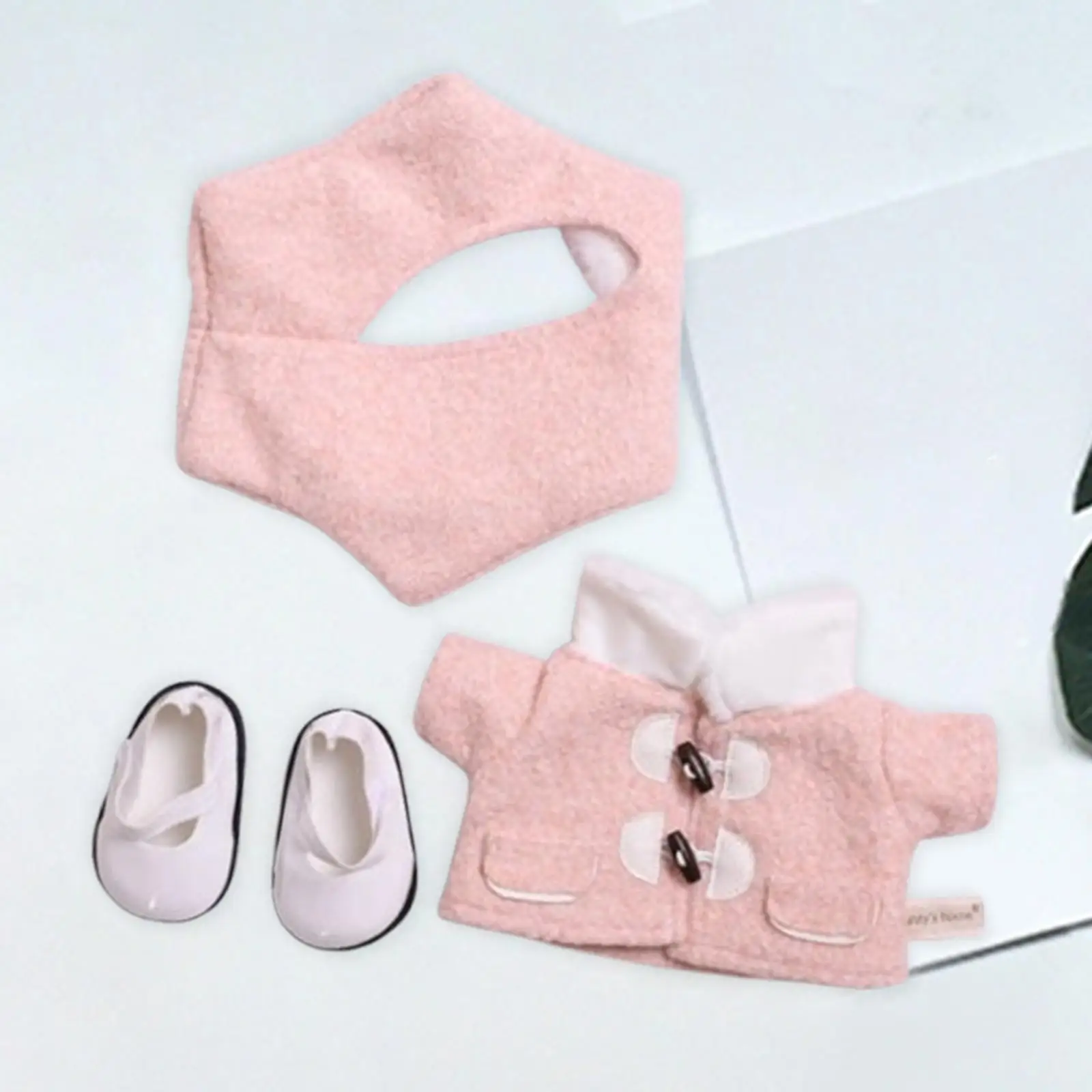 ぬいぐるみコート 帽子と靴 写真小道具 子供用 誕生日プレゼント DIY ハンズオン服 人形服スーツ 14.96インチ人形用
