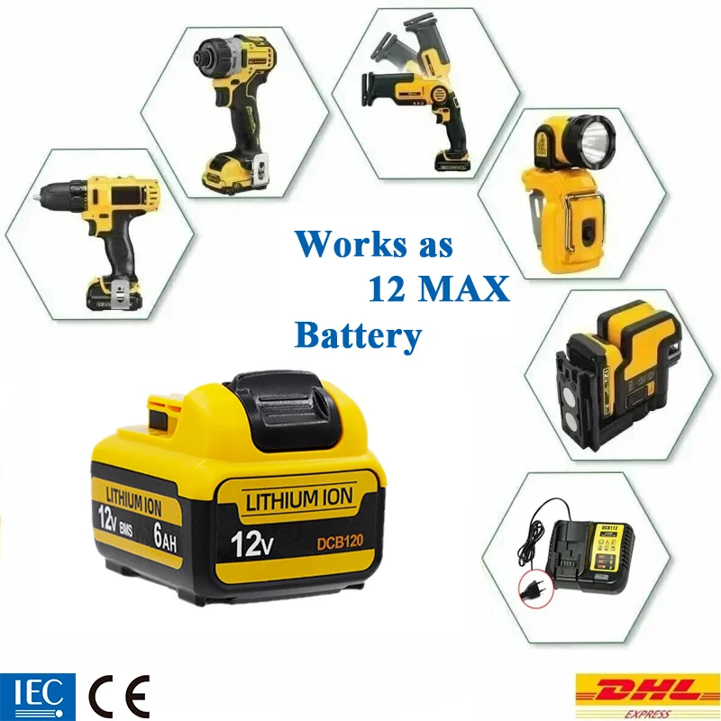 1-4 balení 12V náhrada za lithium-iontové baterie Dewalt DCB120 12V 3,0Ah baterie DCB125 DCD710 DCB124 baterie pro elektrické nářadí - náhled 5