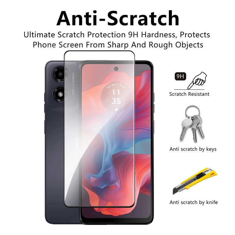 For Motorola Moto G04s Glass For Moto G04s Tempered Glass 2.5D Full Cover Glue HD Screen Protector For Motorola Moto G04s Film