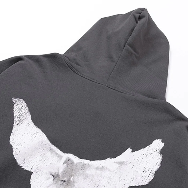 High Quality Pullover Hoodie Autumn Winter Classic Gray Pigeon Print Men Women Casual Loose Kanye West Hoodie