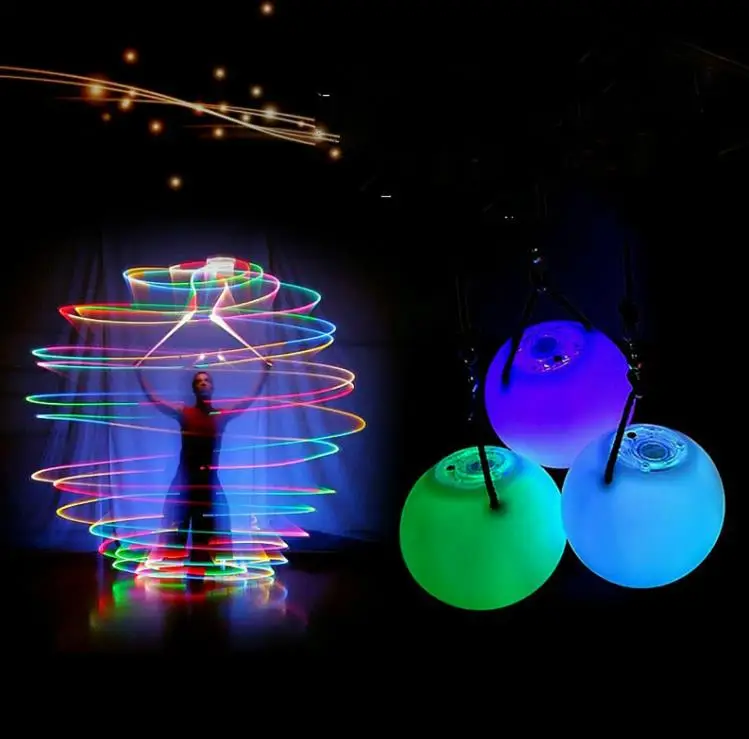 POI LED Luminous Throw Balls Diameter 8cm for Belly Dance Stage Performance Talent Show Hand Props Gradient Change Color SN4029