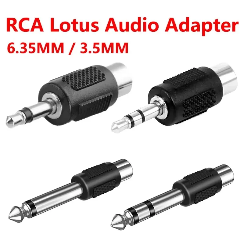 

5PCS 6.35mm/3.5mm Stereo/Mono Male To RCA Lotus Female Consonant Jack Adapter Headphone Audio Transfer