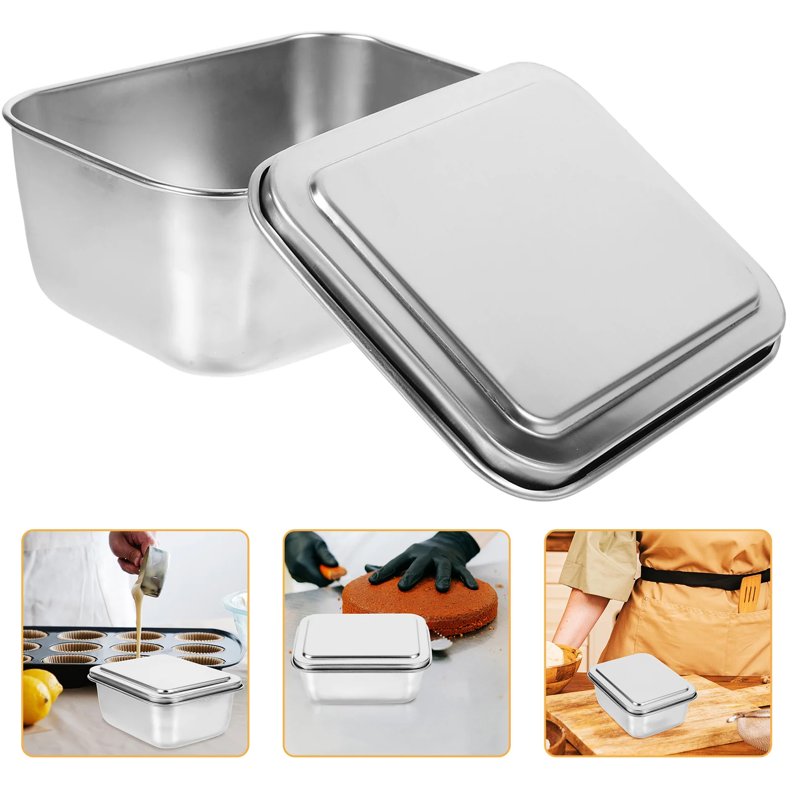 

Square Flat Baking Pan 20X20Cm Stainless Steel Nonstick Cake Mold Tiramisu Diy Dessert Tray Household Mousse Case Cookie
