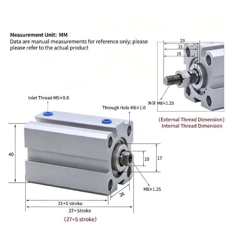 SSA Series Front Single‑Action Thin Cylinder SSA12/16/20/25/32*5/10/15/20/25