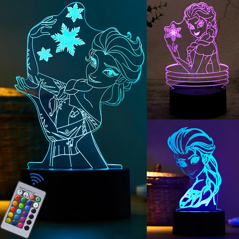 3D Acrílico LED Night Light para Home Decor, Lâmpada de Mesa Infantil, 16 Cores, Abajur, Festa de Aniversário, Presente de Natal