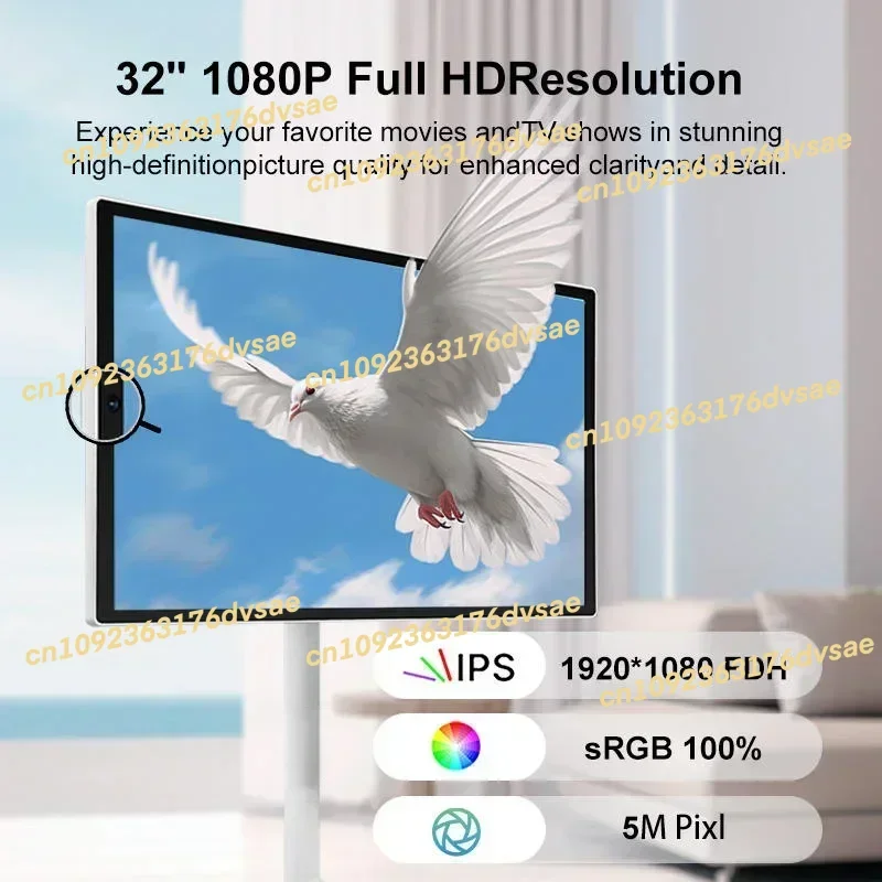 شاشة تلفزيون ذكية مقاس 21.5 بوصة تعمل باللمس، بطارية مدمجة، قابلة للتحريك، جهاز لوحي متحرك، تلفزيون ذكي قابل للدوران #4