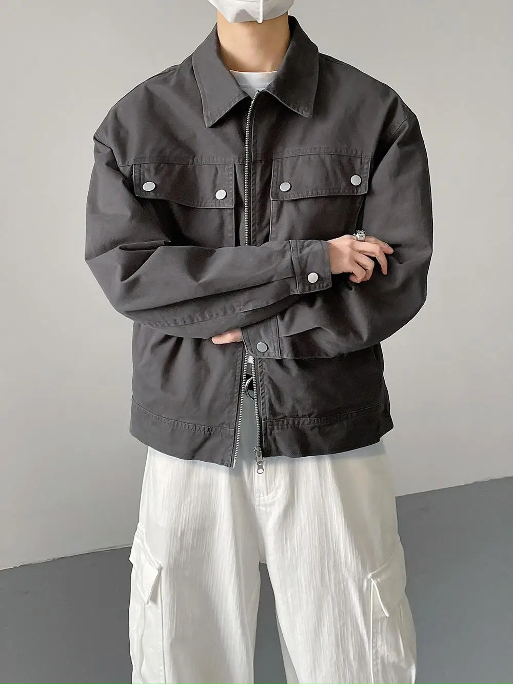 Rétro Vintage ort Jaet hommes coupe ample Sli vêtements de travail printemps automne Faion jeunesse Culture fermeture à glissière vêtements d'extérieur