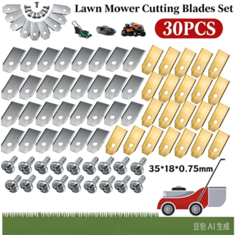 30PCS Lawn Mower Cutting Blades Set Stainless Steel Mowing Machine Blades 0.7 MM for Husqvarna Automower/Gardena Lawnmower