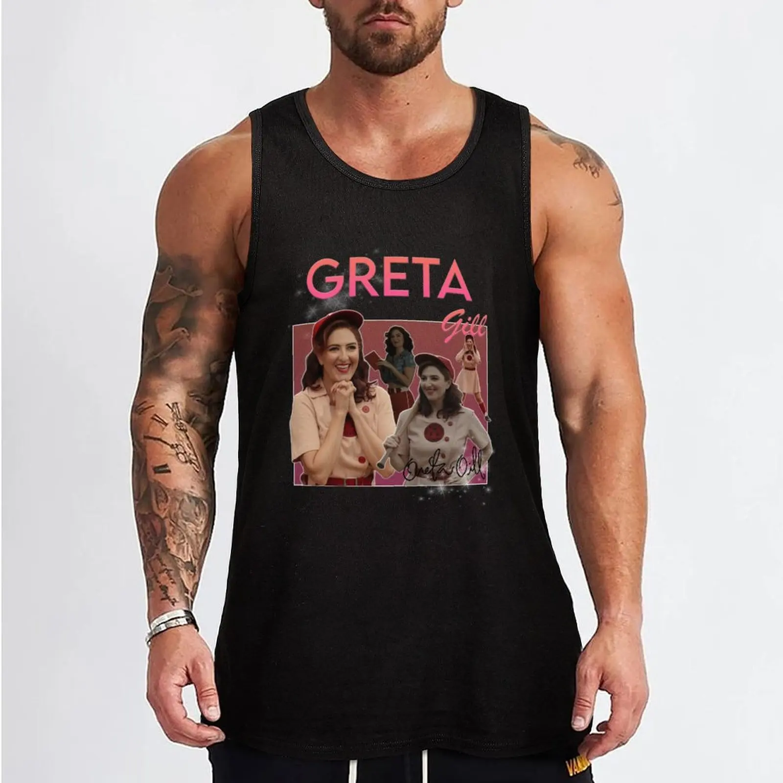 Greta Gill Vintage Tee Tank Top Vest t-shirt Men's vest for men