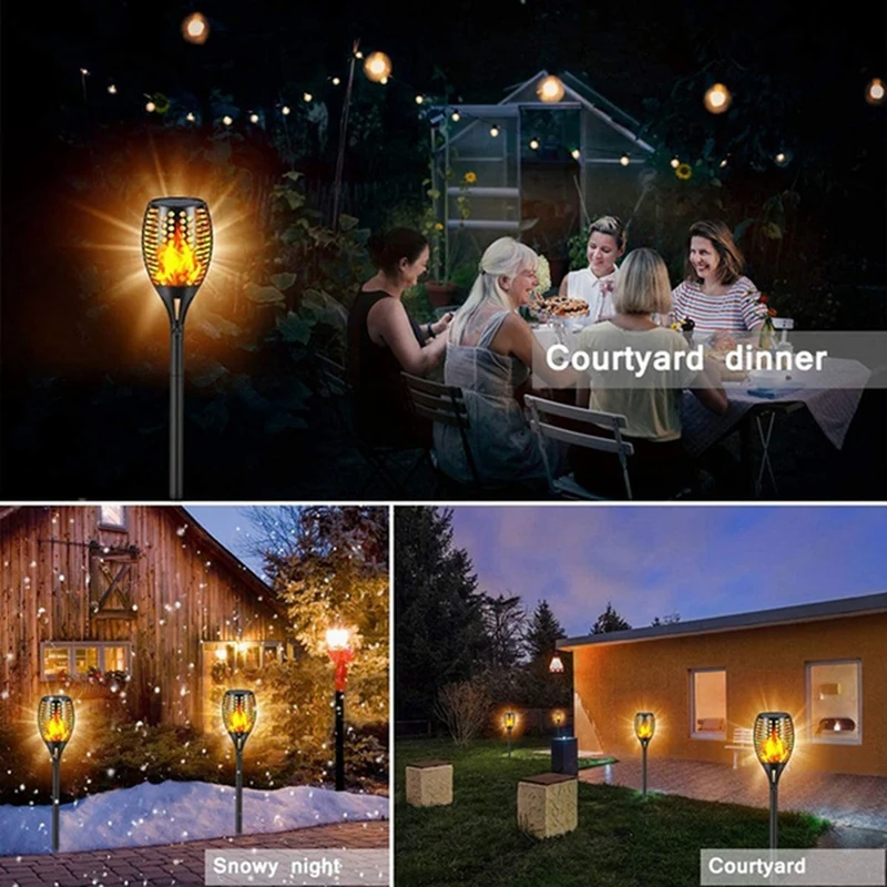 

6Pcs Solar Flame Torch Lights Waterproof Garden Decoration Outdoor Lawn Path Yard Patio Floor Lamps