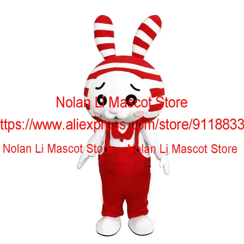 Customized Cute Striped Bunny Mascot Costume Cartoon Suit Adult Role-Playing Party Game Fancy Dress Ad Display Christmas 1225