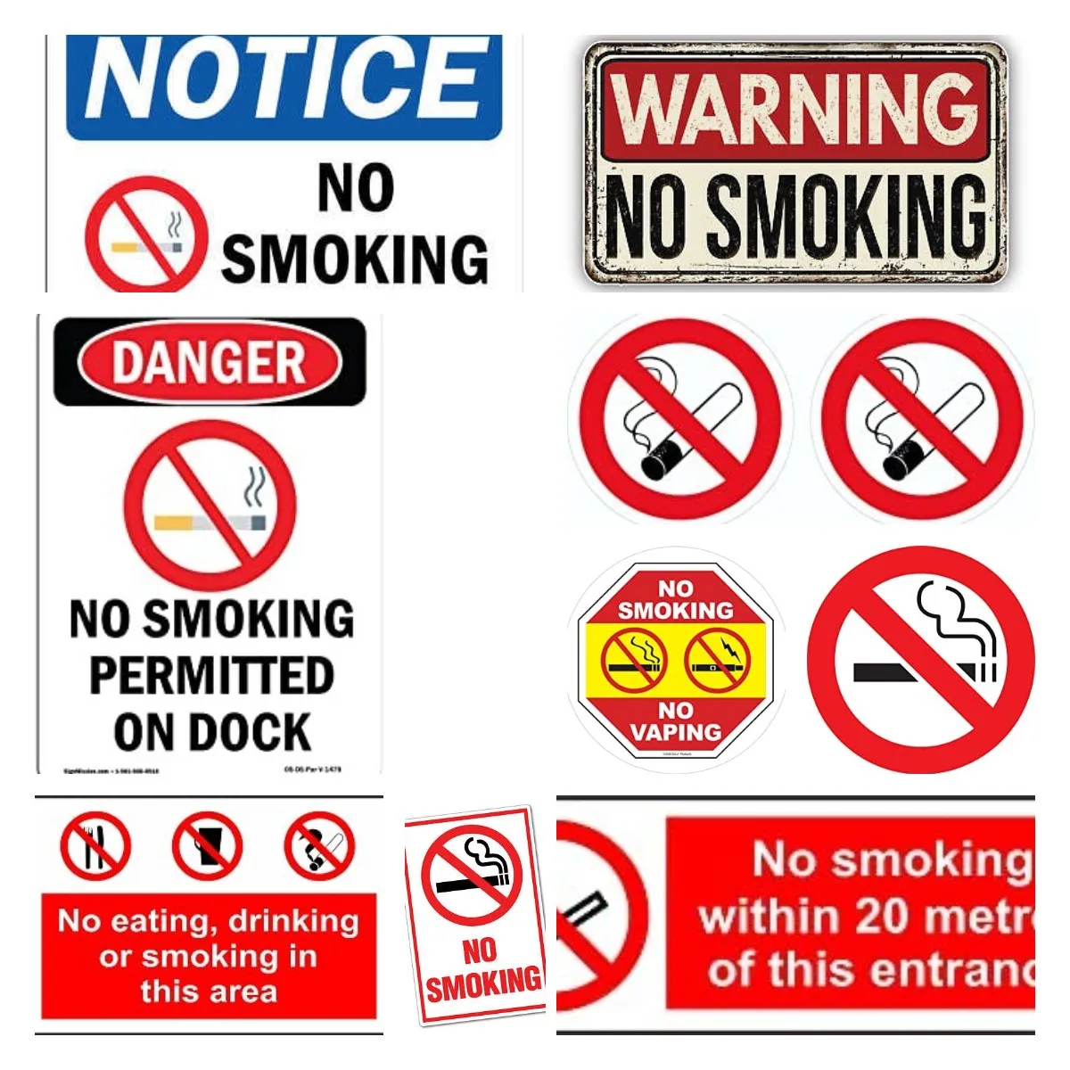 NOTICE No Smoking Sign | Heavy Duty Sign or Label Car Taxi Door Decal Self Adhesive Sticker Safety Window Sunscreen Sunscreen