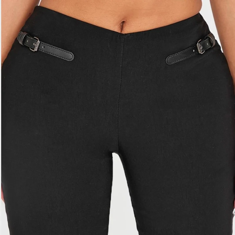 ชุดเซ็ตฤดูใบไม้ร่วงจาก CUTENOVA สำหรับผู้หญิง กางเกงทรงครอปเข้ารูปเอวต่ำ ปรับเข็มขัดได้ สีพื้น ดีไซน์ทันสมัย เก็บทรงสวย